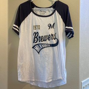 Milwaukee Brewer Motherhood maternity baseball shirt sleeve top Size L